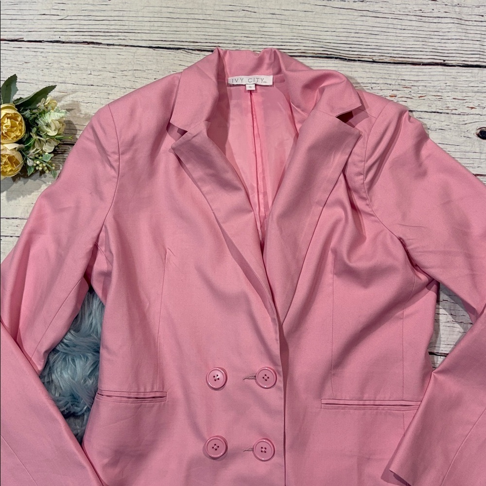 Ivy City Co Pink Blazer Barbie Trouser Pant Set Pantsuit - Picture 9 of 12